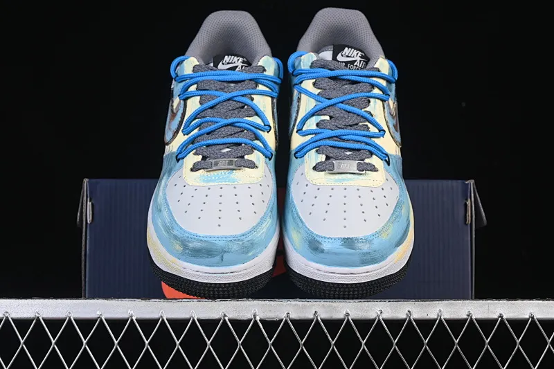 All categories Nk Air Force 1 Air Force series Nk Air Force 1 Low Air Force low-top Nike Air Force 1'07 Low "Mist Blue Hero" Hand-painted graffiti Mist Blue Hero Air Force 1 low-top casual sneakers ZG0088-228